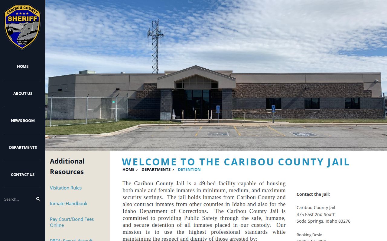 Caribou County Jail receiving facility for Oneida County booking records